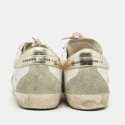 Pre Owned Golden Goose Multicolor Leather and Suede Superstar Low Top Sneakers Size 39