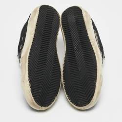 Golden Goose Black/Silver Leather and Suede Super Star Sneakers Size 36