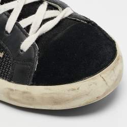 Golden Goose Black/Silver Leather and Suede Super Star Sneakers Size 36