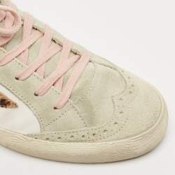 Pre Owned Golden Goose Grey Calf Hair and Leather Mid star High Top Sneakers Size 38