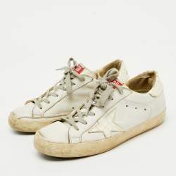Pre Owned Golden Goose White Leather Superstar Low Top Sneakers Size 37