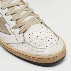 Pre Owned Golden Goose White/Grey Leather and Suede Ballstar Low Top Sneakers Size 38