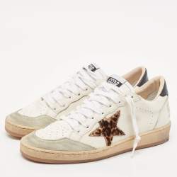 Pre Owned Golden Goose Multicolor Calf Hair and Suede Super Star Sneakers Size 37