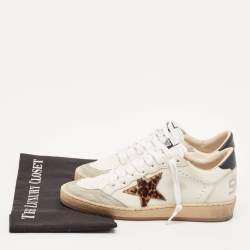 Pre Owned Golden Goose Multicolor Calf Hair and Suede Super Star Sneakers Size 37