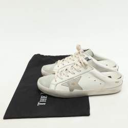 Pre Owned Golden Goose White Leather and Suede Superstar Mule Sneakers Size 38