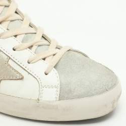 Pre Owned Golden Goose White Leather and Suede Superstar Mule Sneakers Size 38