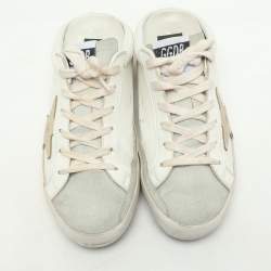 Pre Owned Golden Goose White Leather and Suede Superstar Mule Sneakers Size 38