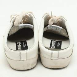 Pre Owned Golden Goose White Leather and Suede Superstar Mule Sneakers Size 38