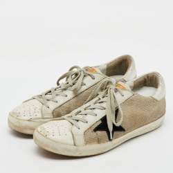 Golden Goose Multicolor Knit Fabric and Leather Superstar Low Top Sneakers Size 40
