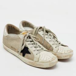 Golden Goose Multicolor Knit Fabric and Leather Superstar Low Top Sneakers Size 40