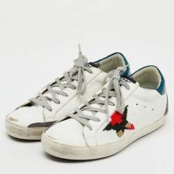 Pre Owned Golden Goose White Leather Beads Super Star Low Top Sneakers Size 38