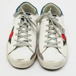 Pre Owned Golden Goose White Leather Beads Super Star Low Top Sneakers Size 38