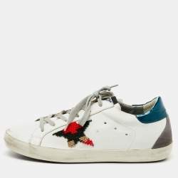 Pre Owned Golden Goose White Leather Beads Super Star Low Top Sneakers Size 38