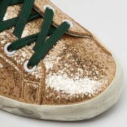 Pre Owned Golden Goose Gold Metallic Glitter PVC Superstar Low Top Sneakers Size 38