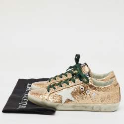Pre Owned Golden Goose Gold Metallic Glitter PVC Superstar Low Top Sneakers Size 38