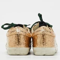 Pre Owned Golden Goose Gold Metallic Glitter PVC Superstar Low Top Sneakers Size 38