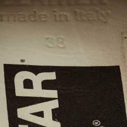 Pre Owned Golden Goose Brown/Silver Velvet and Glitter Superstar Low Top Sneakers Size 38