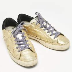 Golden Goose Gold Leather  Superstar Low Top Sneakers Size 38