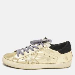 Golden Goose Gold Leather  Superstar Low Top Sneakers Size 38