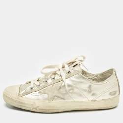 Golden Goose Gold Leather and Suede Super Star Sneakers Size 37