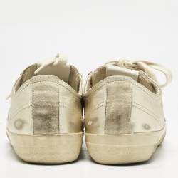 Golden Goose Gold Leather and Suede Super Star Sneakers Size 37