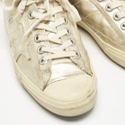 Golden Goose Gold Leather and Suede Super Star Sneakers Size 37