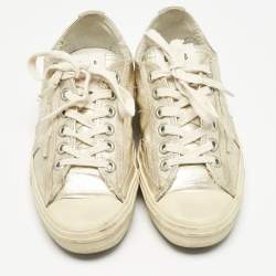 Golden Goose Gold Leather and Suede Super Star Sneakers Size 37