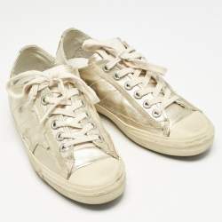 Golden Goose Gold Leather and Suede Super Star Sneakers Size 37
