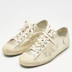 Golden Goose Gold Leather and Suede Super Star Sneakers Size 37