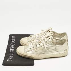 Golden Goose Gold Leather and Suede Super Star Sneakers Size 37