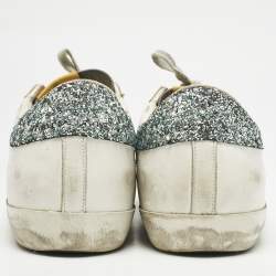 Golden Goose Silver/White Leather and Suede Superstar Low Top Sneakers Size 42