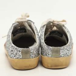 Golden Goose Silver Glitter and Suede Superstar Mule Sneakers Size 36