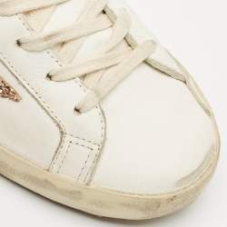 Pre Owned Golden Goose White Leather Super Star Low Top Sneakers Size 38
