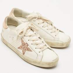 Pre Owned Golden Goose White Leather Super Star Low Top Sneakers Size 38