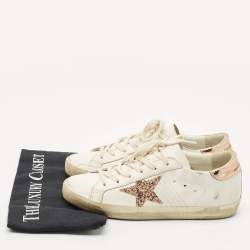 Pre Owned Golden Goose White Leather Super Star Low Top Sneakers Size 38