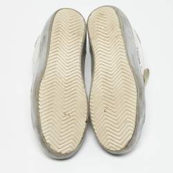 Golden Goose White/Grey Leather and Suede Super Star Low Top Sneakers Size 37