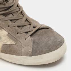 Golden Goose Taupe Suede and Lizard Embossed Superstar Low Top Sneakers Size 42