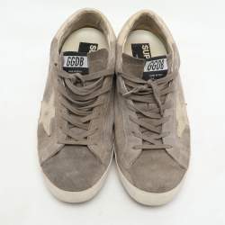 Golden Goose Taupe Suede and Lizard Embossed Superstar Low Top Sneakers Size 42