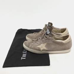 Golden Goose Taupe Suede and Lizard Embossed Superstar Low Top Sneakers Size 42