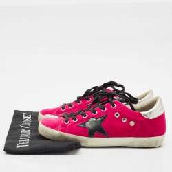 Golden Goose Purple Leather and Velvet Super Star Low Top Sneakers Size 36