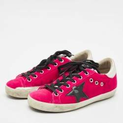 Golden Goose Purple Leather and Velvet Super Star Low Top Sneakers Size 36