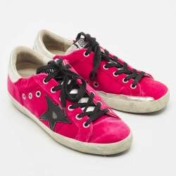 Golden Goose Purple Leather and Velvet Super Star Low Top Sneakers Size 36