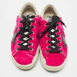 Golden Goose Purple Leather and Velvet Super Star Low Top Sneakers Size 36