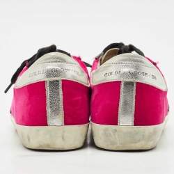 Golden Goose Purple Leather and Velvet Super Star Low Top Sneakers Size 36