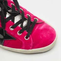 Golden Goose Purple Leather and Velvet Super Star Low Top Sneakers Size 36