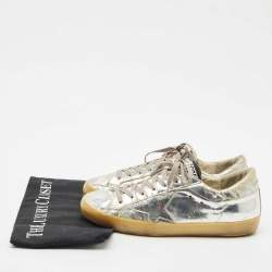 Golden Goose Silver  Leather Superstar Low Top Sneakers Size 39