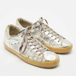 Golden Goose Silver  Leather Superstar Low Top Sneakers Size 39