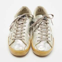 Golden Goose Silver  Leather Superstar Low Top Sneakers Size 39