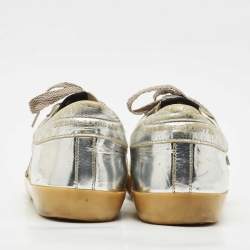 Golden Goose Silver  Leather Superstar Low Top Sneakers Size 39