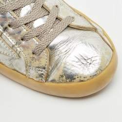 Golden Goose Silver  Leather Superstar Low Top Sneakers Size 39